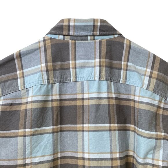 ABERCROMBIE & FITCH Mens Shirt Light Blue Tan Plaid Long Sleeve Cotton Button up - Picture 6 of 12
